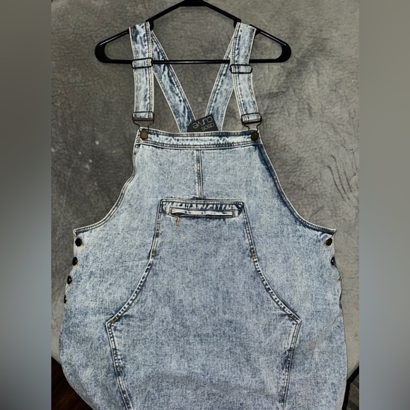Denim Mini Skirt Overalls - Picture 1 of 3